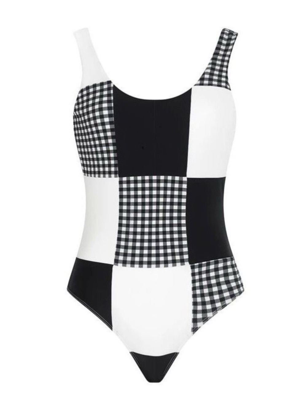 PAPER LONDON Sustainable One Piece Gingham Patchwork Swimsuit Bathing Suit \\ M